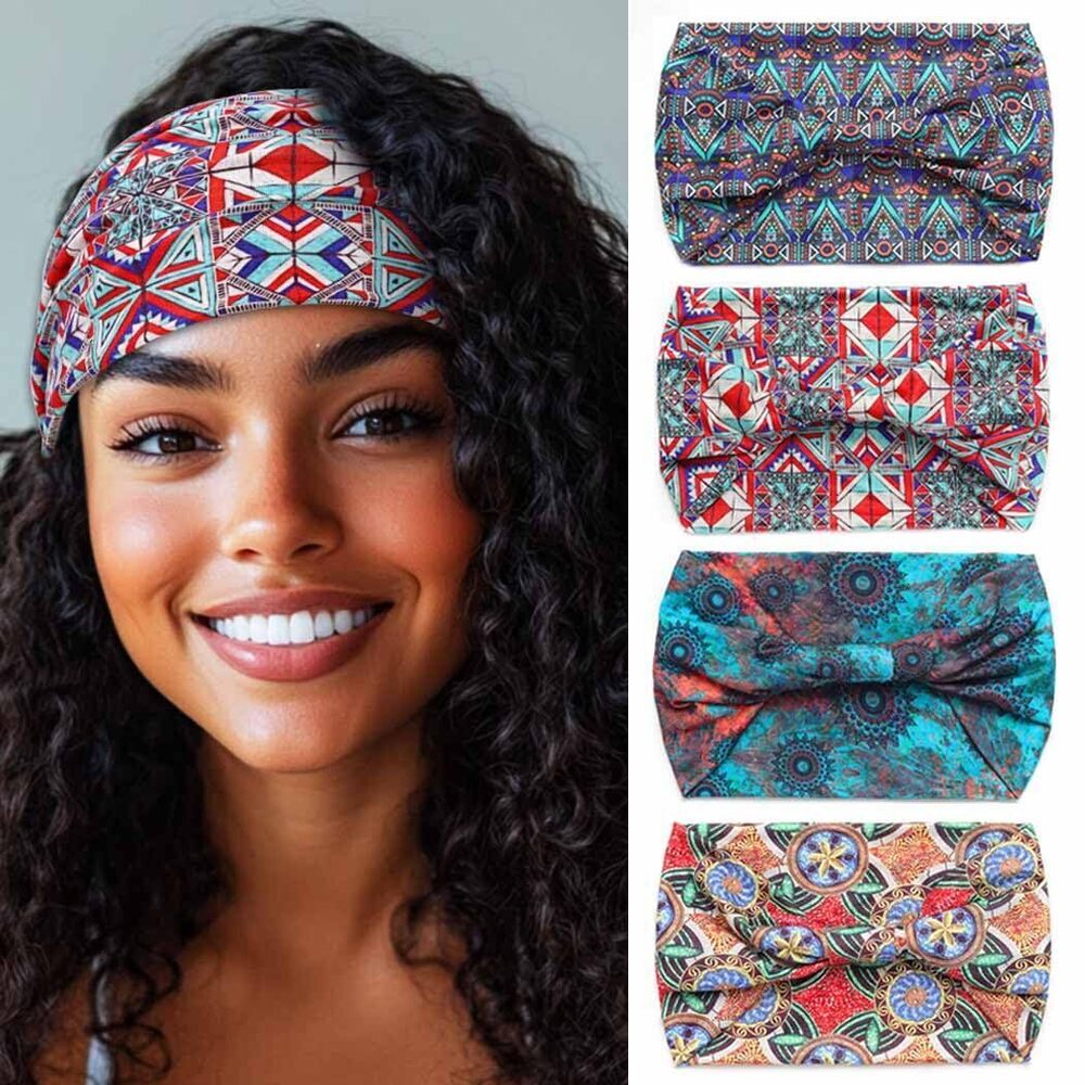4165 African Headbands Knotted Hairbands Yoga Sport Head Wraps Wide Elastic